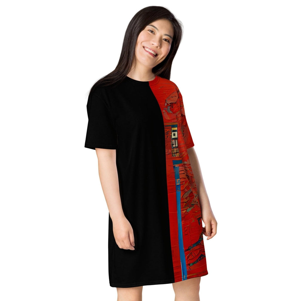 Half Black Half Hónghǎi - Womens T-Shirt Dress