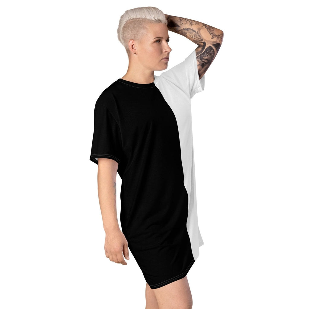 Half Black Half White - Womens T-Shirt Dress
