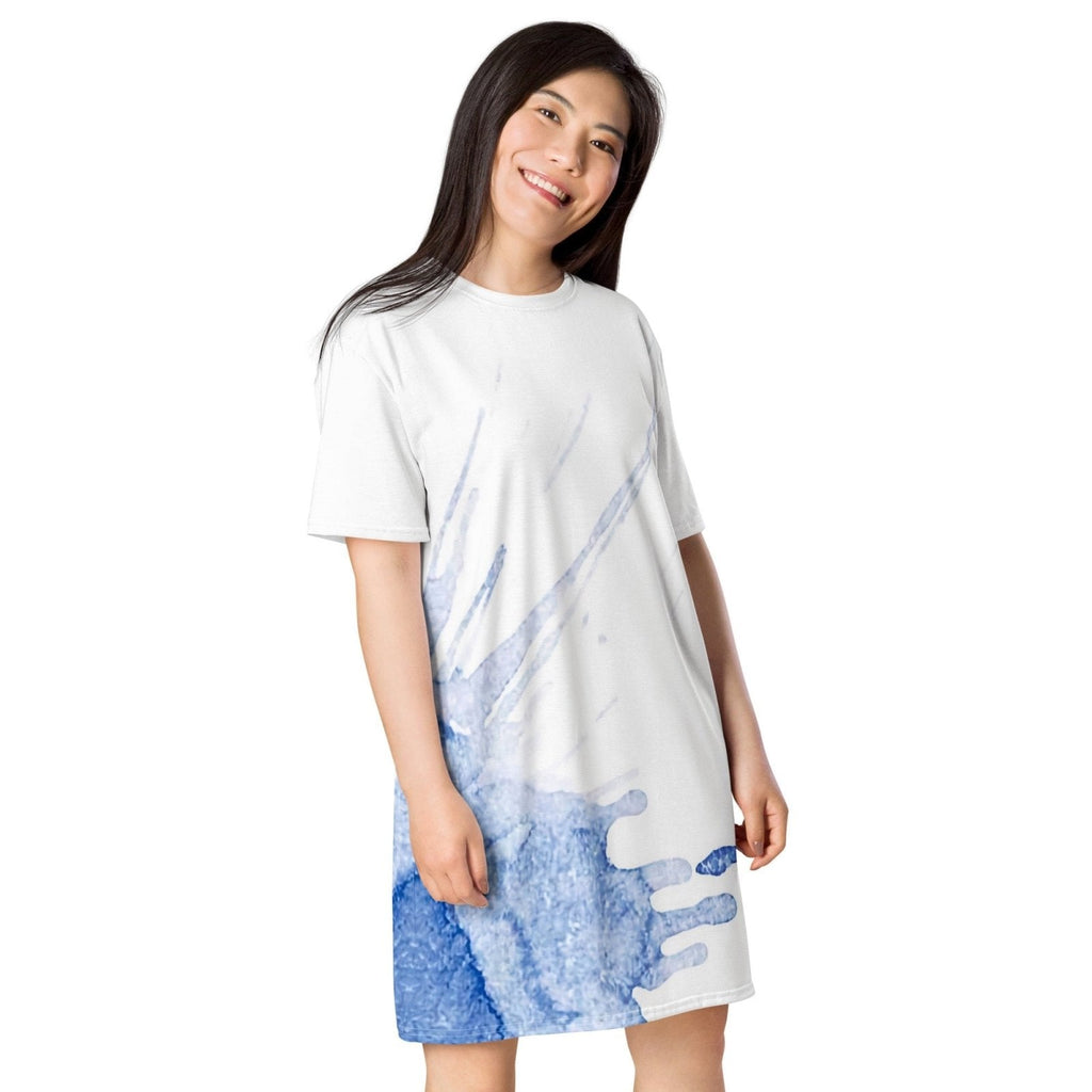 Watercolour Blue Splash - Womens T-Shirt Dress