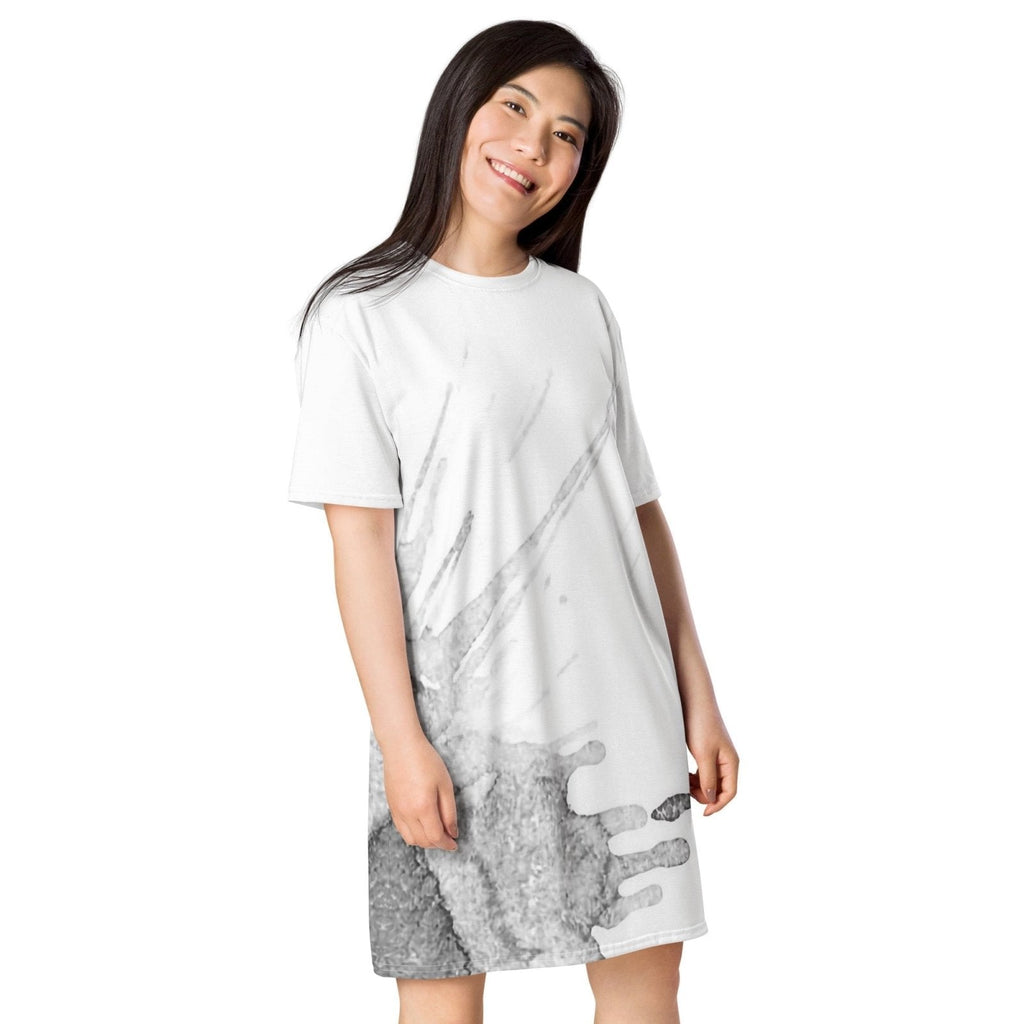 Watercolour Grey Splash - Womens T-Shirt Dress