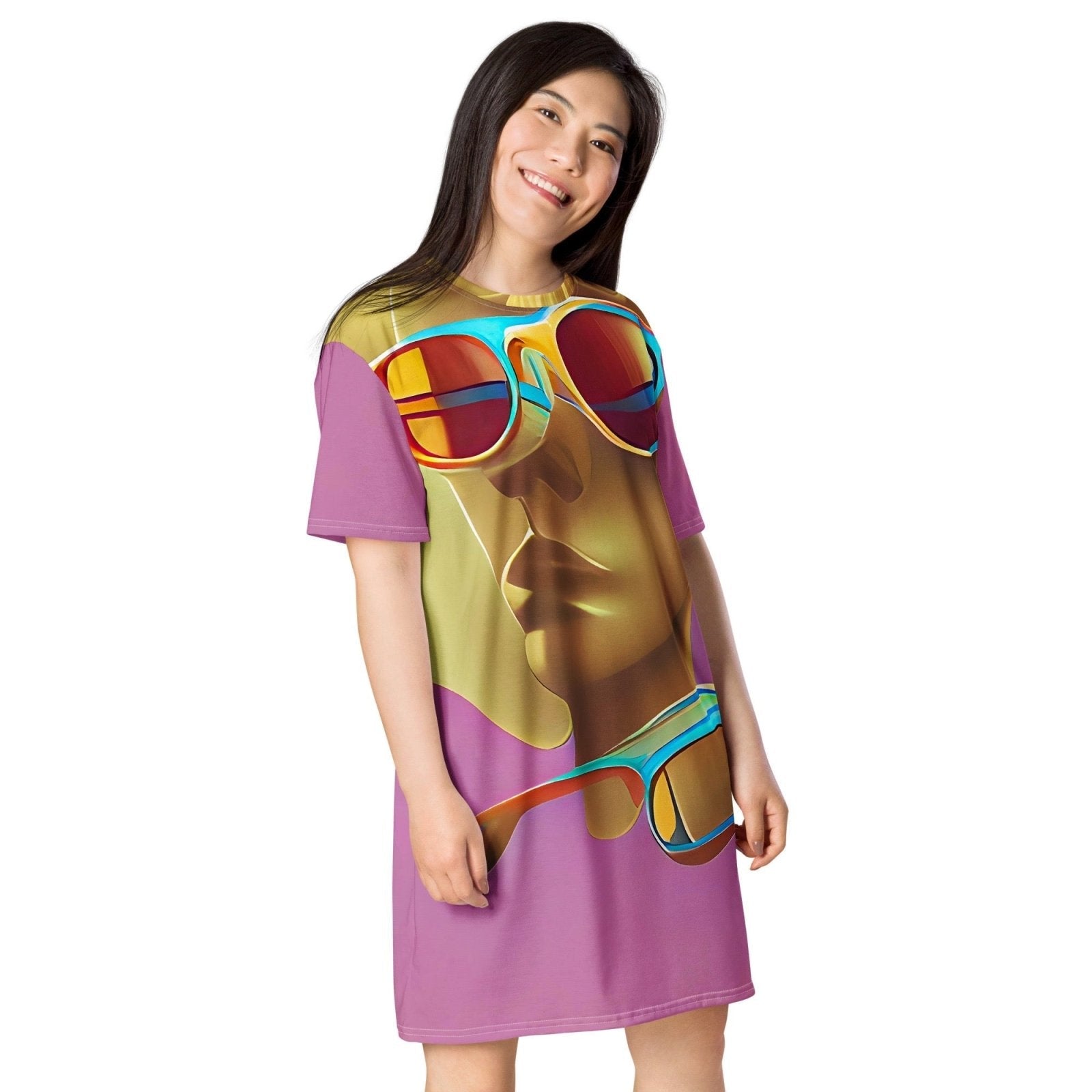Retro Cool Pink - Womens T-Shirt Dress