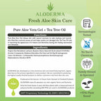 Aloderma Aloe Vera Gel + Tea Tree Oil — 3 x 10.6 oz Organic Aloe for Skin, Hair, Face & Aftershave