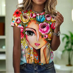 1.Women’s Abstract Art O-Neck T-Shirts – Cute Summer Style