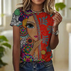 1.Women’s Abstract Art O-Neck T-Shirts – Cute Summer Style