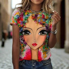 2.Women’s Abstract Art O-Neck T-Shirts – Cute Summer Style