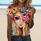 2.Women’s Abstract Art O-Neck T-Shirts – Cute Summer Style