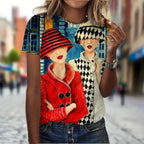 2.Women’s Abstract Art O-Neck T-Shirts – Cute Summer Style