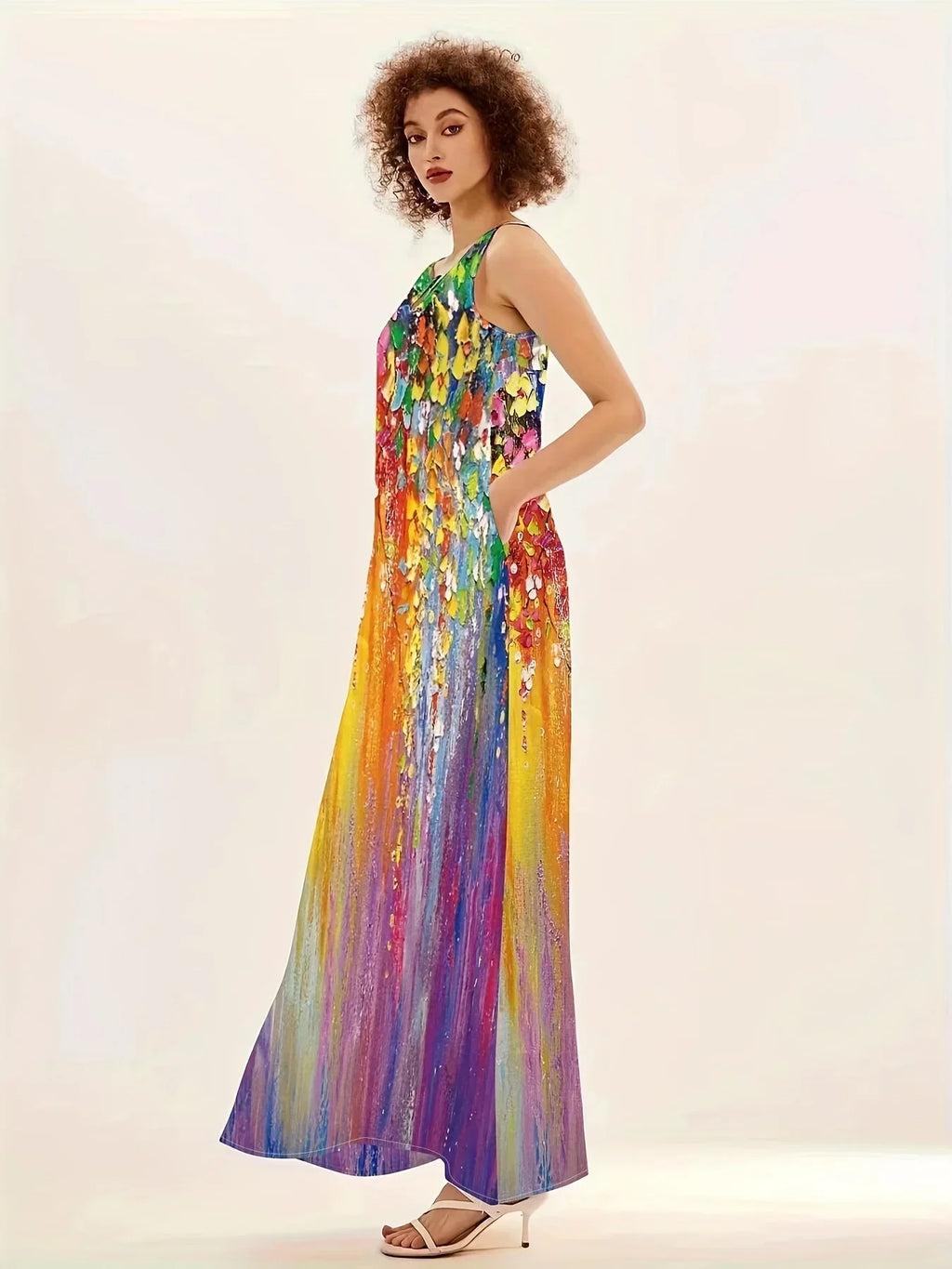 1. Bohemian Maxi Dresses for Women with Pockets Loose Summer Clothing Printed Ankle-Length A-Line Dresses