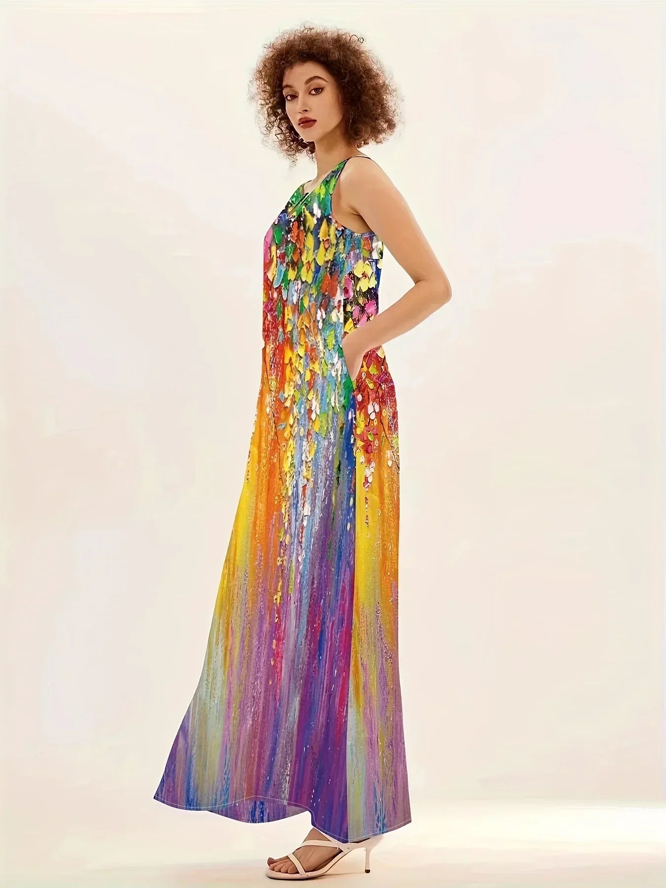 1. Bohemian Maxi Dresses for Women with Pockets Loose Summer Clothing Printed Ankle-Length A-Line Dresses