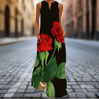 2.Bohemian Maxi Dresses for Women with Pockets Loose Summer Clothing Printed Ankle-Length A-Line Dresses