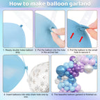 Amandir 153pcs Blue Purple Balloon Arch Kit | Snow Confetti Balloons for Princess Winter Wonderland Parties