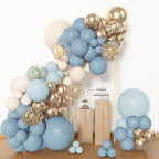 Amandir 153pcs Dusty Blue Balloon Arch Kit – Dusty Blue, White & Gold Balloons for Baby Shower & Birthday