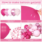 Amandir 153 Pcs Pink Balloon Arch Garland Kit – Premium Latex Confetti Balloons for Valentines Day, Baby Showers & Weddings