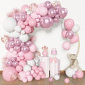 Amandir 153pcs Pink & White Balloons Arch Garland Kit – 18/12/10/5in Pastel Latex & Rose Gold Confetti