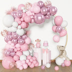 Amandir 153pcs Pink & White Balloons Arch Garland Kit – 18/12/10/5in Pastel Latex & Rose Gold Confetti