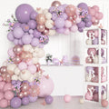 Amandir 153Pcs Purple Baby Shower Decorations Kit — Balloon Arch, Letter Boxes, Butterfly Balloons