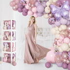 Amandir 153Pcs Purple Baby Shower Decorations Kit — Balloon Arch, Letter Boxes, Butterfly Balloons
