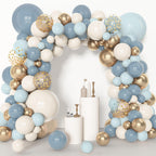 Amandir 153pcs Dusty Blue Balloon Arch Kit – Dusty Blue, White & Gold Balloons for Baby Shower & Birthday