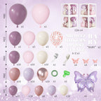 Amandir 153Pcs Purple Baby Shower Decorations Kit — Balloon Arch, Letter Boxes, Butterfly Balloons