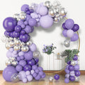 Amandir 153pcs Purple Balloon Garland Arch Kit – Lavender, Metallic Silver & Confetti Balloons for Parties