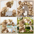 Amandir 153pcs Brown Balloon Garland Arch Kit — Neutral Nude, Brown & Gold Balloons for Baby Shower, Safari & Birthday Parties