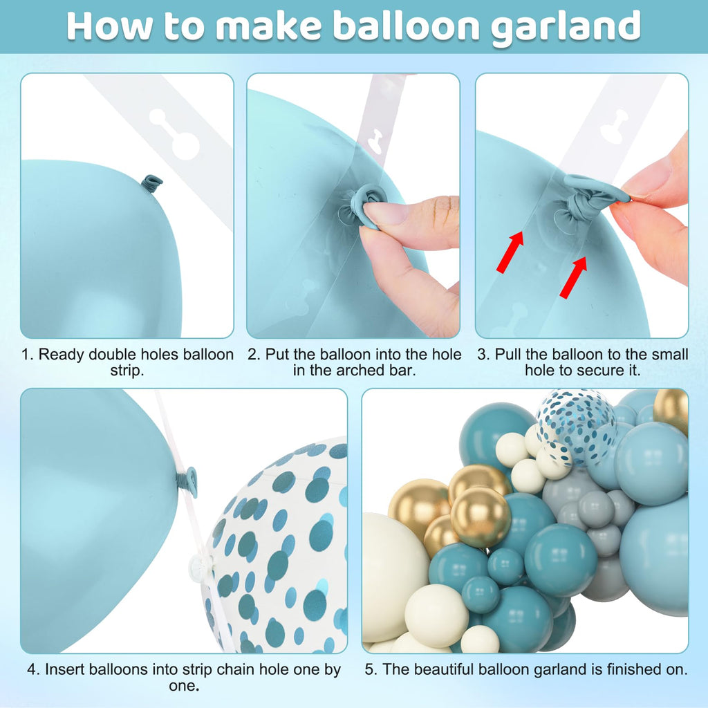 Amandir 153pcs Dusty Blue Balloon Garland Arch Kit – 18/12/10/5in Balloons for Baby Showers & Ocean Theme Parties