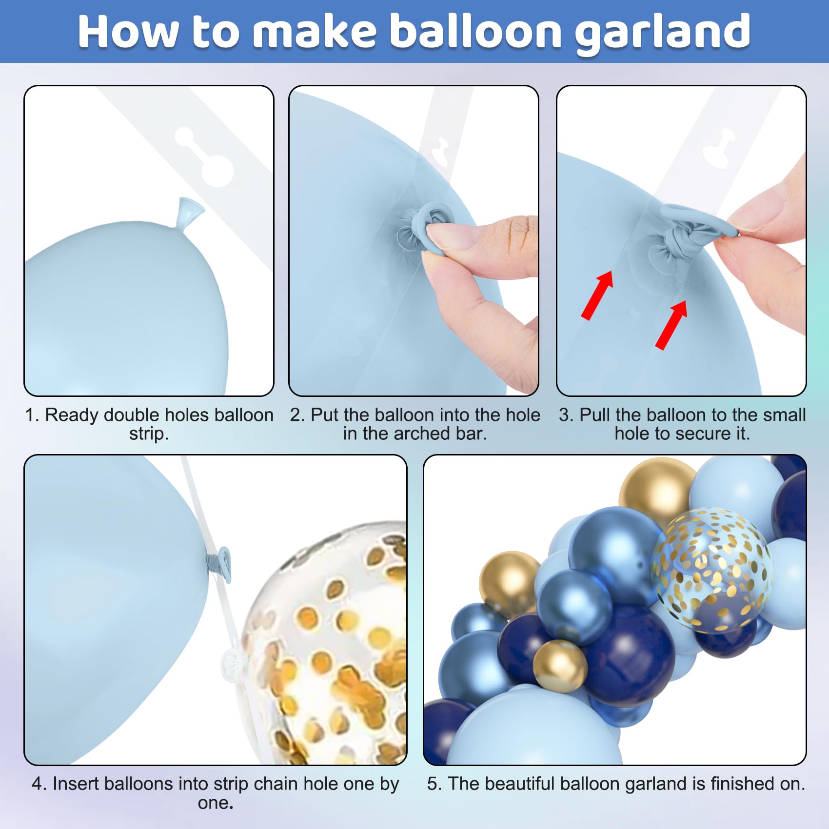 Amandir 153pcs Navy Blue & Gold Balloon Garland Arch Kit for Parties – 18/12/10/5in Balloons