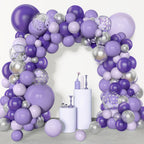 Amandir 153pcs Purple Balloon Garland Arch Kit – Lavender, Metallic Silver & Confetti Balloons for Parties