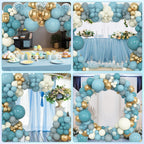 Amandir 153pcs Dusty Blue Balloon Garland Arch Kit – 18/12/10/5in Balloons for Baby Showers & Ocean Theme Parties