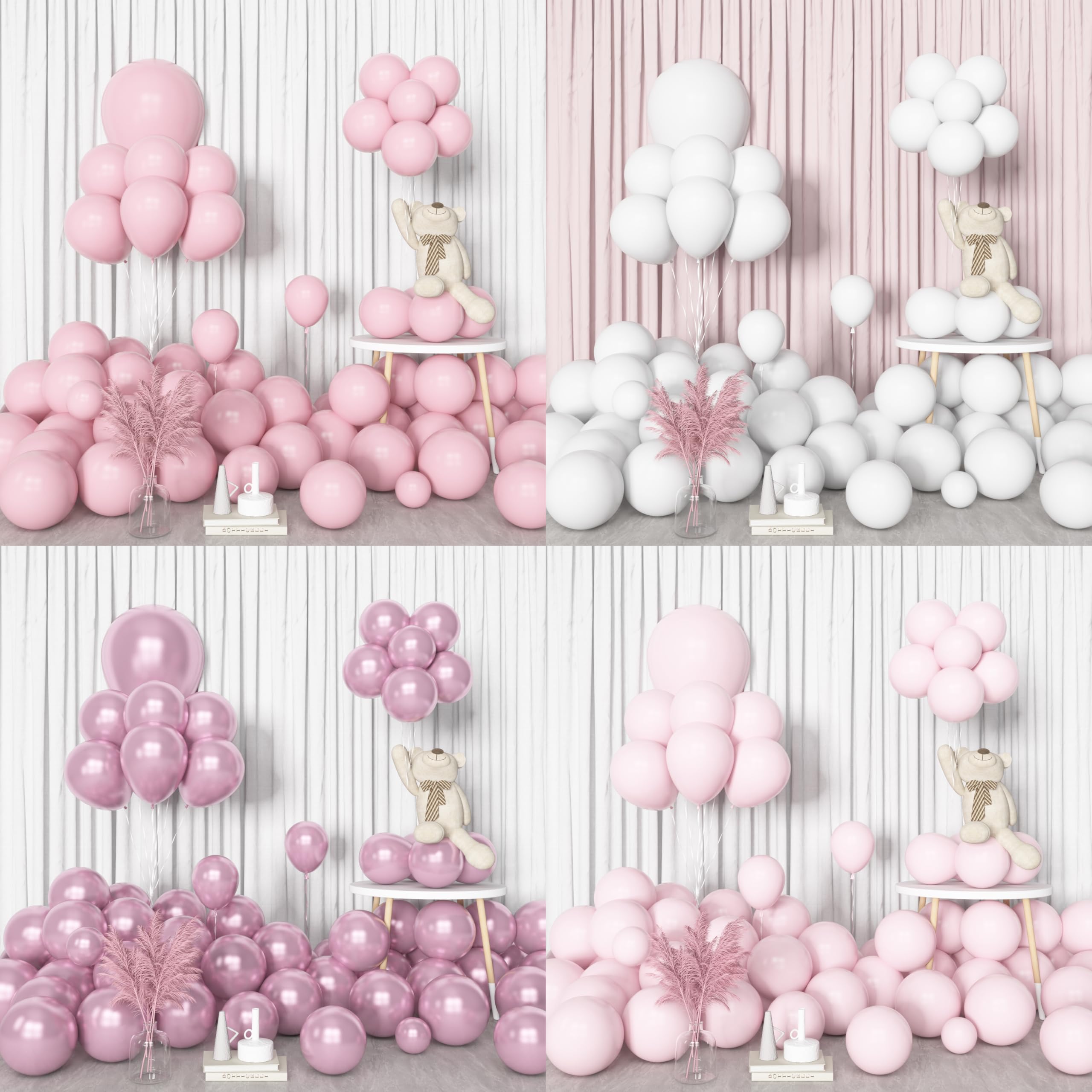 Amandir 153pcs Pink & White Balloons Arch Garland Kit – 18/12/10/5in Pastel Latex & Rose Gold Confetti