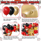 AMANDIR 144PCS Casino Theme Party Decor Kit – Dice Favor Boxes & Red/Black/Gold Balloons