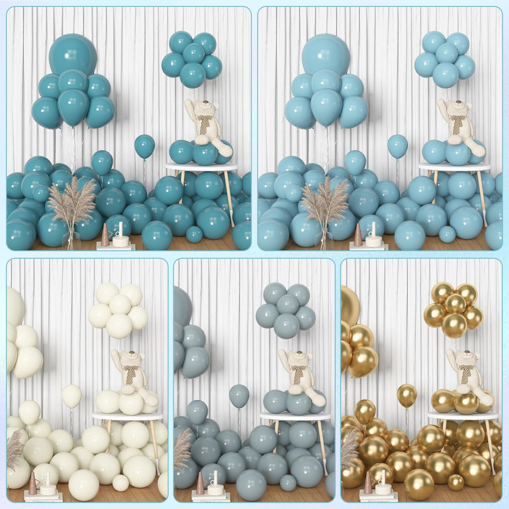 Amandir 153pcs Dusty Blue Balloon Garland Arch Kit – 18/12/10/5in Balloons for Baby Showers & Ocean Theme Parties