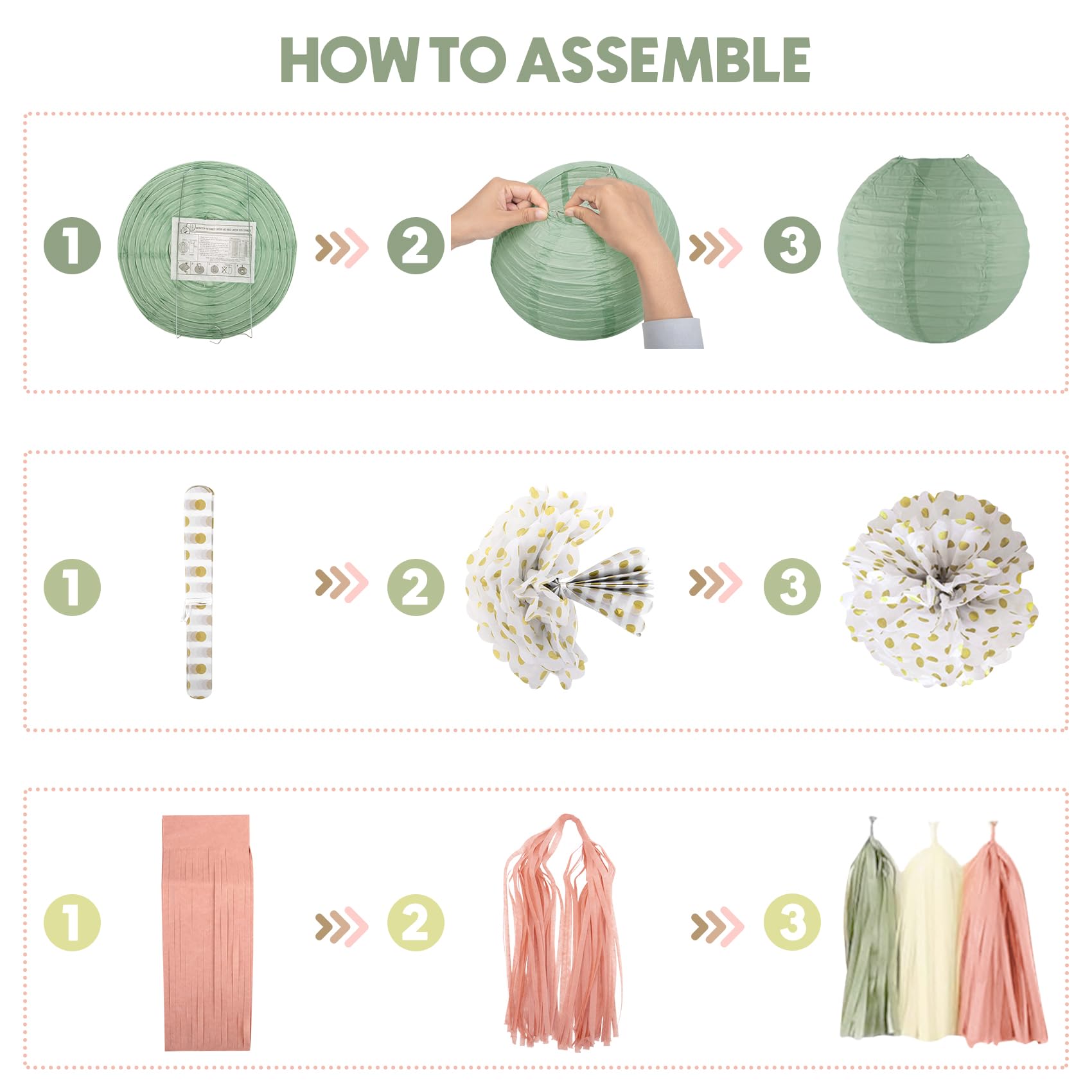 Amandir Girl Baby Shower Decorations – Pink Sage Green Balloons, Banner, Cake Topper & More