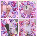 Amandir 153pc Pink & Purple Balloon Garland Arch Kit – 18in/12in/10in/5in Latex Balloons