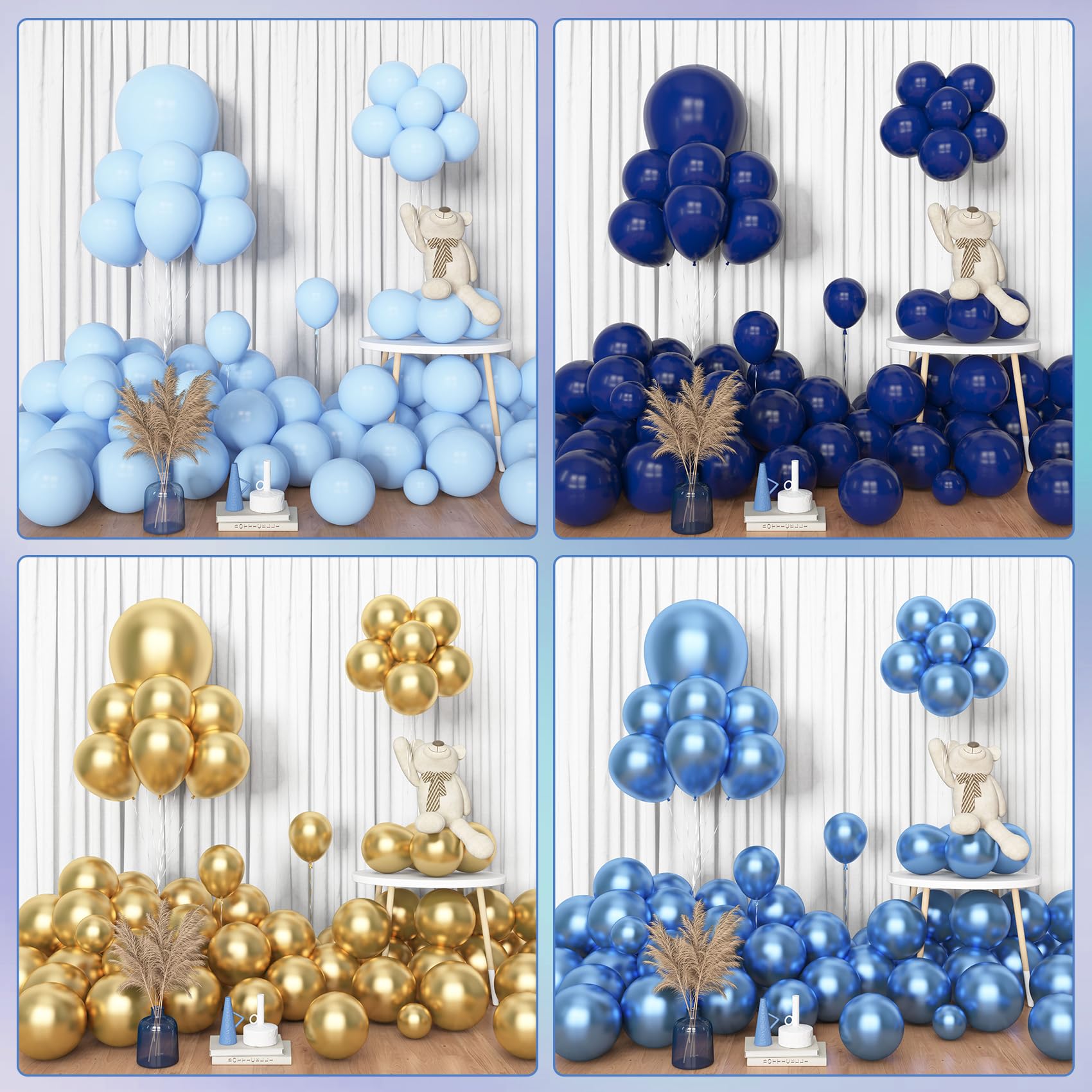 Amandir 153pcs Navy Blue & Gold Balloon Garland Arch Kit for Parties – 18/12/10/5in Balloons