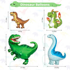 Amandir Dinosaur 3rd Birthday Decorations Kit – 47 Pcs Party Supplies with Balloons, Banner & Swirls