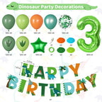 Amandir Dinosaur 3rd Birthday Decorations Kit – 47 Pcs Party Supplies with Balloons, Banner & Swirls
