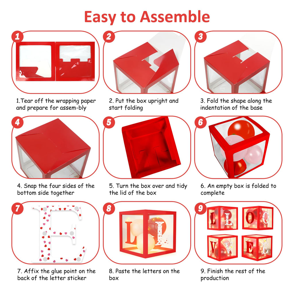 Amandir 148pc Valentines Day Decorations Kit – Red Balloons, Arch Garland, Lights, Love Boxes