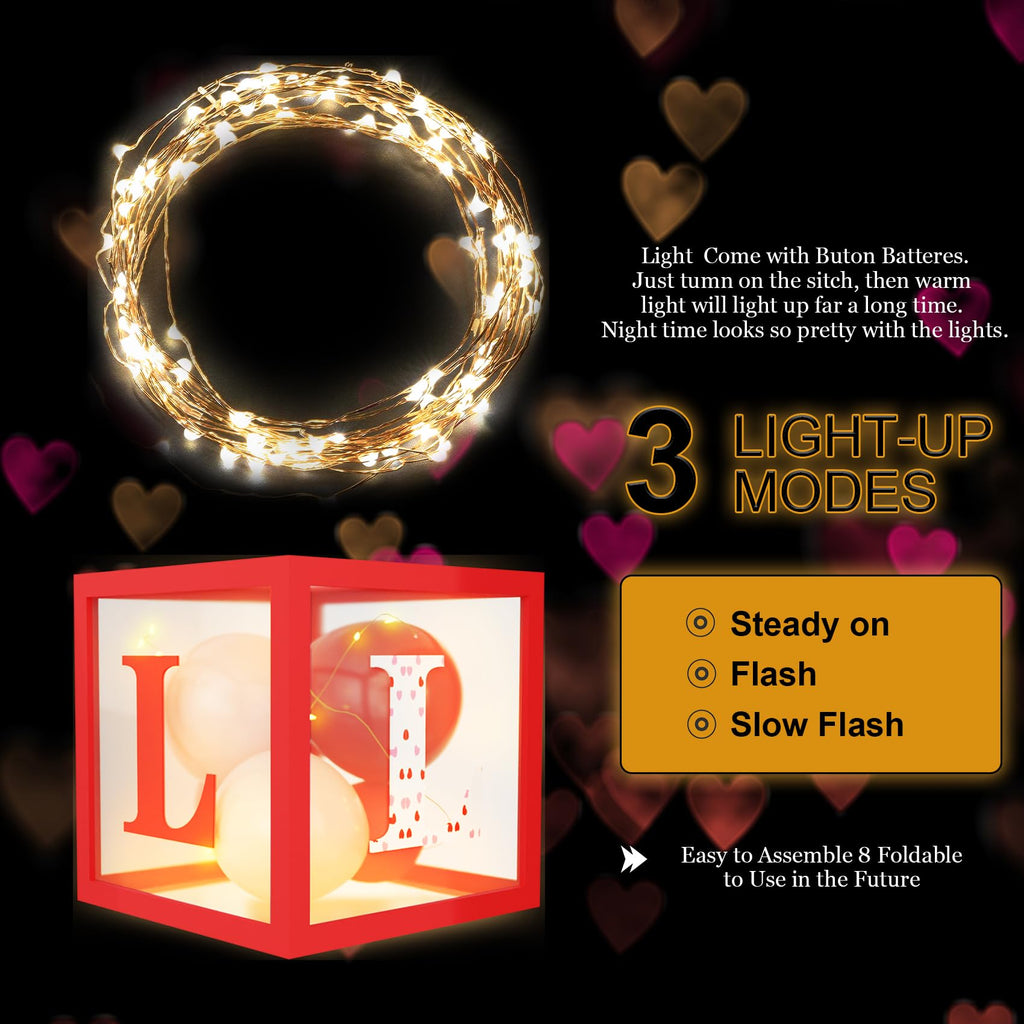 Amandir 148pc Valentines Day Decorations Kit – Red Balloons, Arch Garland, Lights, Love Boxes
