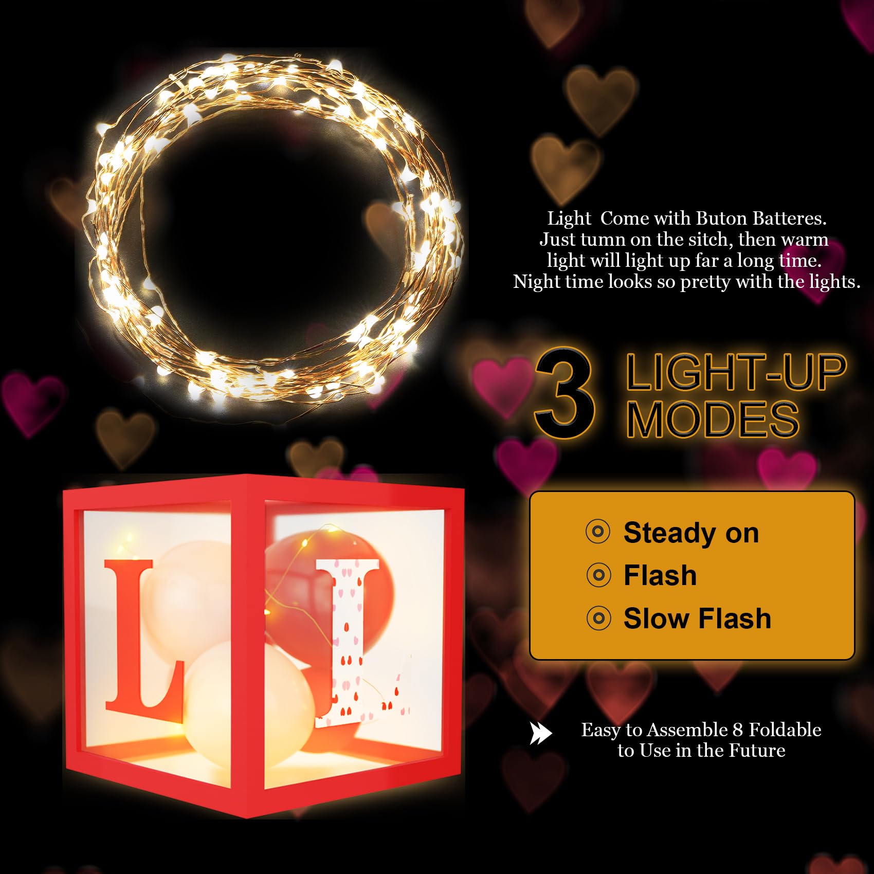 Amandir 148pc Valentines Day Decorations Kit – Red Balloons, Arch Garland, Lights, Love Boxes
