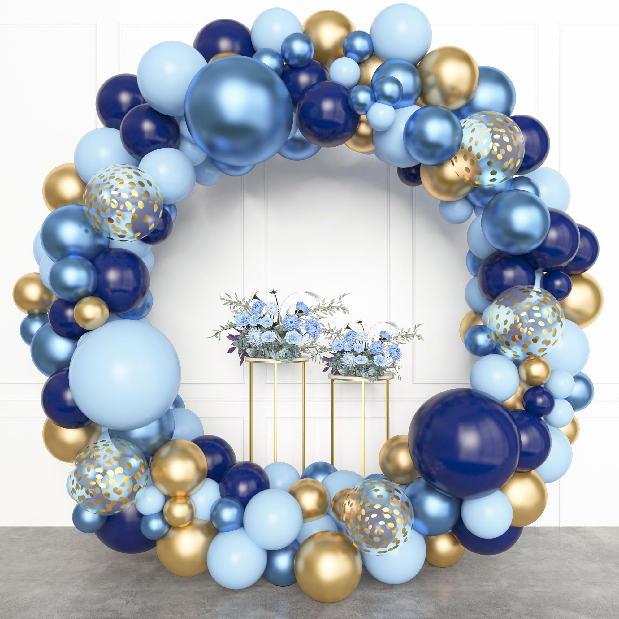 Amandir 153pcs Navy Blue & Gold Balloon Garland Arch Kit for Parties – 18/12/10/5in Balloons