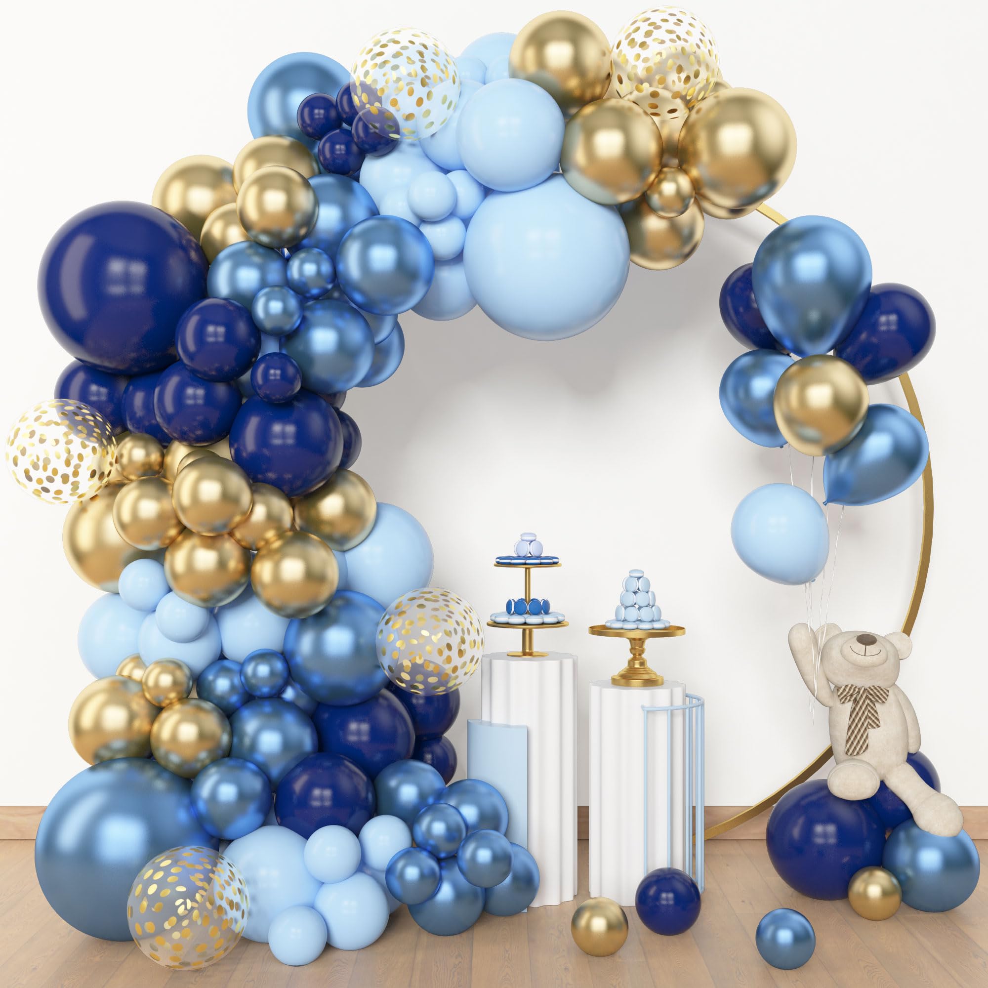 Amandir 153pcs Navy Blue & Gold Balloon Garland Arch Kit for Parties – 18/12/10/5in Balloons