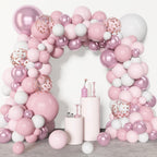 Amandir 153pcs Pink & White Balloons Arch Garland Kit – 18/12/10/5in Pastel Latex & Rose Gold Confetti