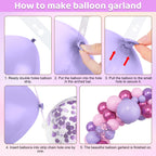 Amandir 153pc Pink & Purple Balloon Garland Arch Kit – 18in/12in/10in/5in Latex Balloons