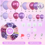 Amandir 153pc Pink & Purple Balloon Garland Arch Kit – 18in/12in/10in/5in Latex Balloons