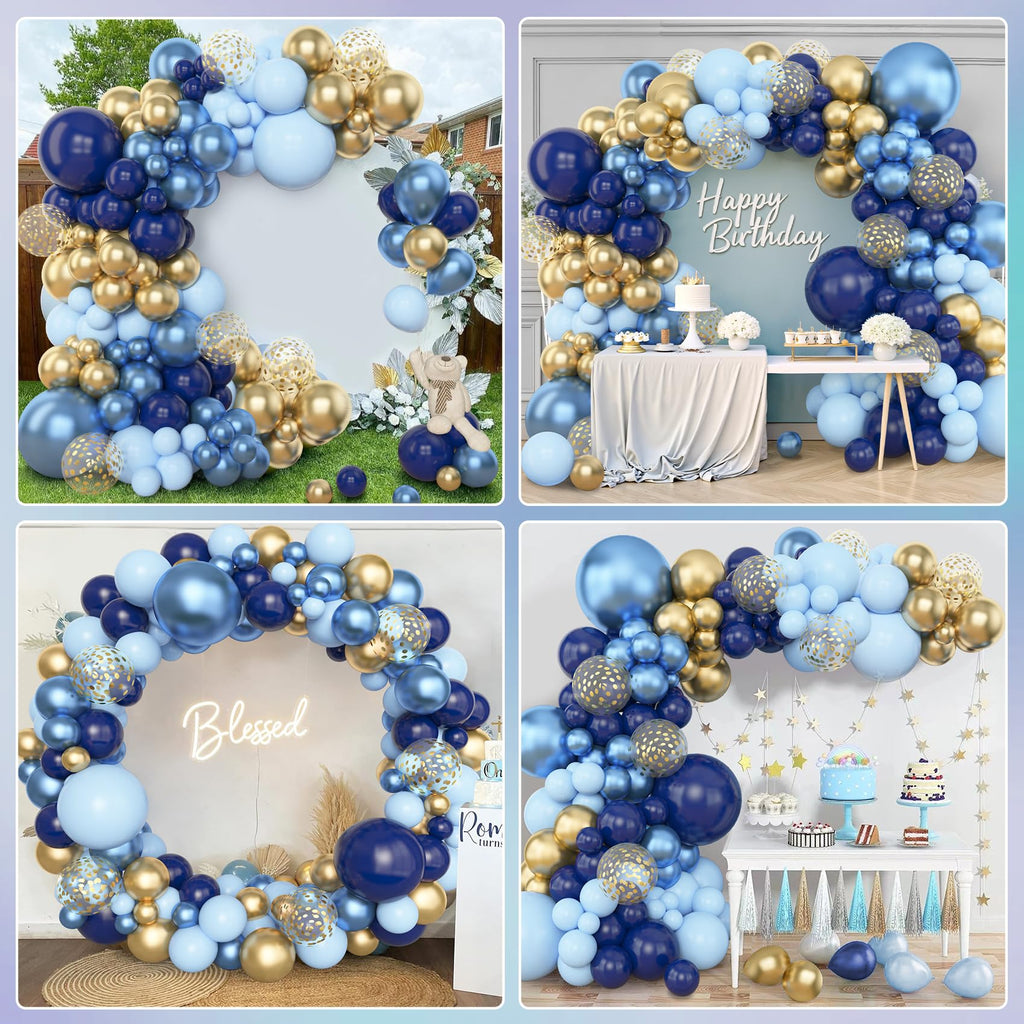 Amandir 153pcs Navy Blue & Gold Balloon Garland Arch Kit for Parties – 18/12/10/5in Balloons