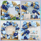 Amandir 153pcs Navy Blue & Gold Balloon Garland Arch Kit for Parties – 18/12/10/5in Balloons