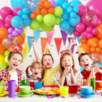 Amandir 153pcs Tropical Balloon Arch Kit – Rainbow Balloons for Hawaiian Luau & Pool Parties