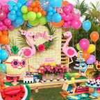 Amandir 153pcs Tropical Balloon Arch Kit – Rainbow Balloons for Hawaiian Luau & Pool Parties