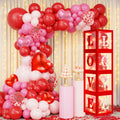 Amandir 148pc Valentines Day Decorations Kit – Red Balloons, Arch Garland, Lights, Love Boxes